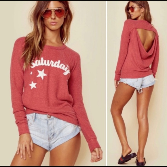 Chaser Tops - Chaser Saturday sweatshirt with open back stars